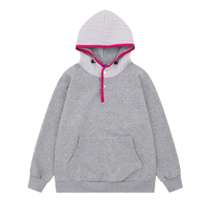 Color-Blocked Sporty Classic Half-Zip Hoodie