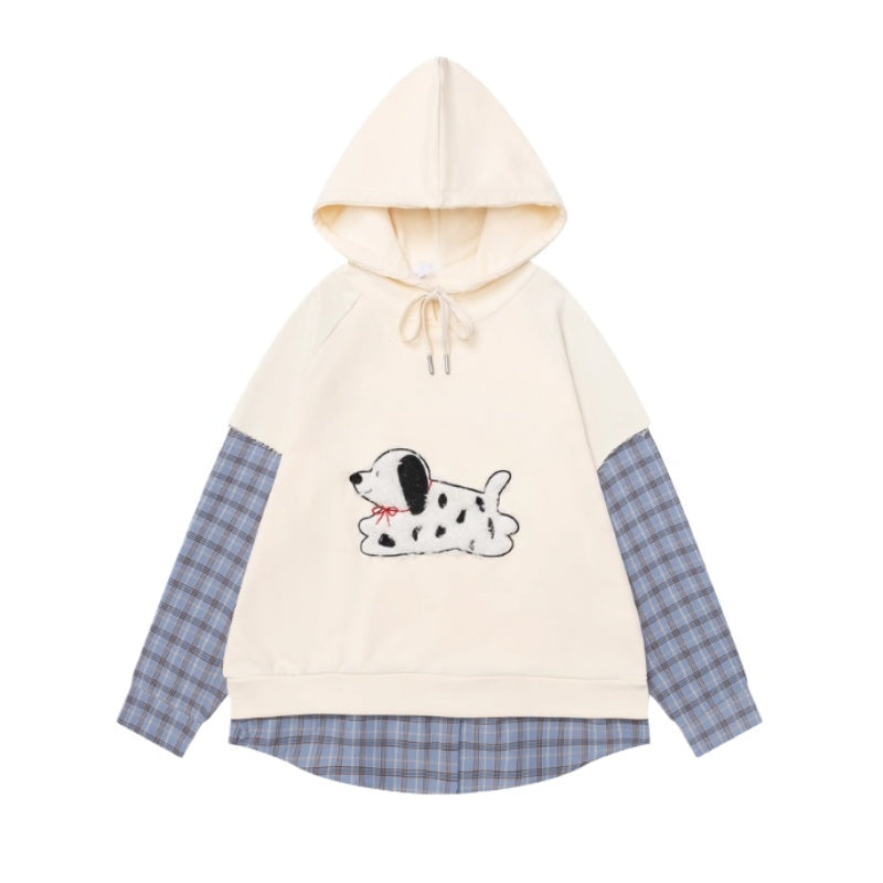 Cute Plush Puppy Embroidered Fashion Hoodie