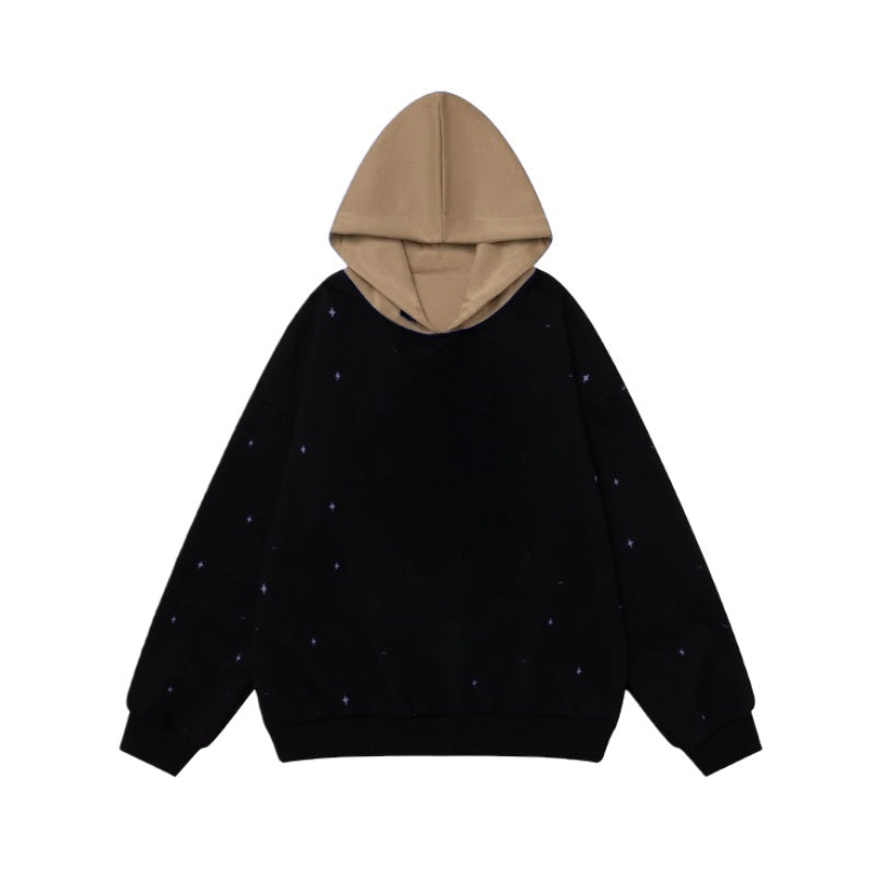 Color-Blocked Faux Two-Piece Hip-Hop Hoodie