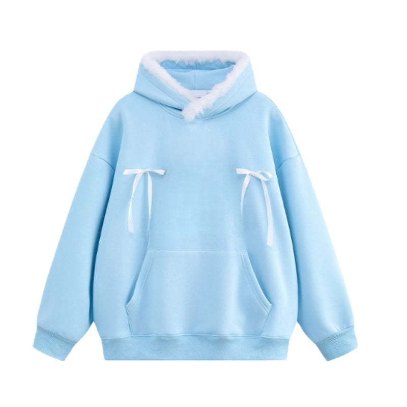Stylish And Simple Blue Frayed Hoodie